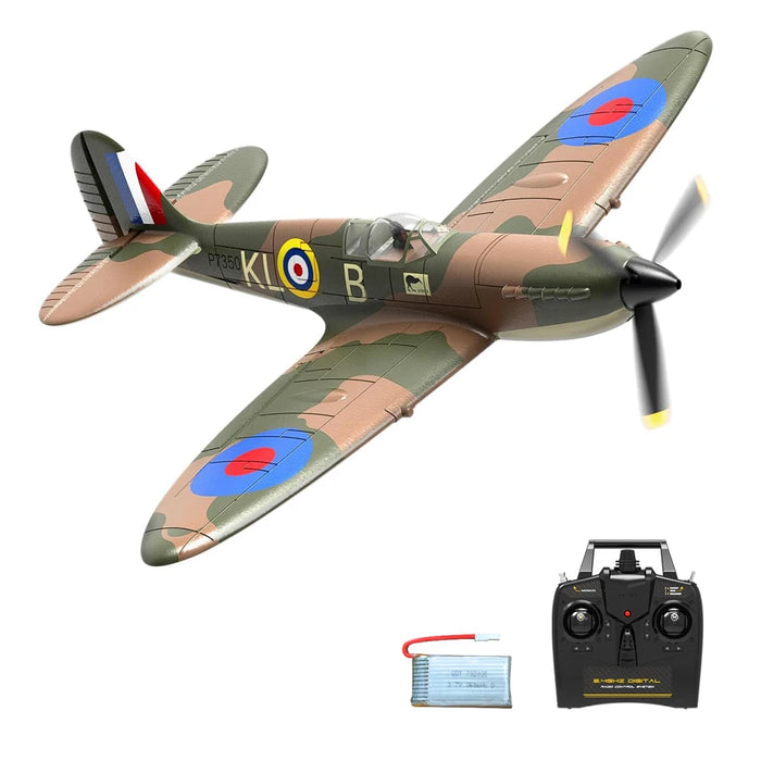 Remote Control Spitfire Warbird Plane 400mm Wingspan, 4CH, One-Key Aerobatics, 150m Range