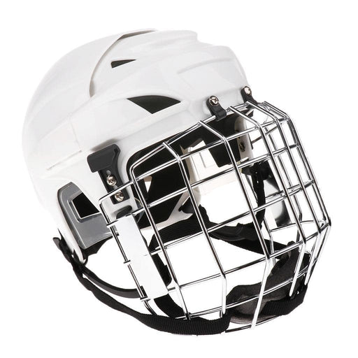 High-quality white ice hockey helmet with metal face mask for protection