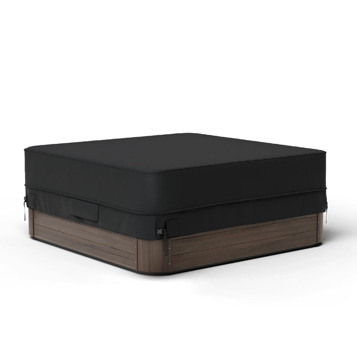 Waterproof black hot tub cover with anti-UV protection for outdoor use