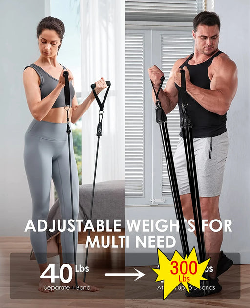 Resistance bands in multiple colors and weights for full-body training