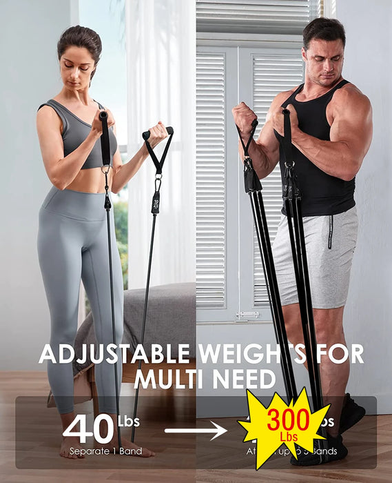 Resistance bands in multiple colors and weights for full-body training