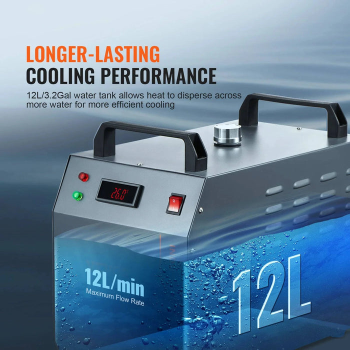 Industrial water chiller 80W 12L air-cooled cooler for laser engraving machine