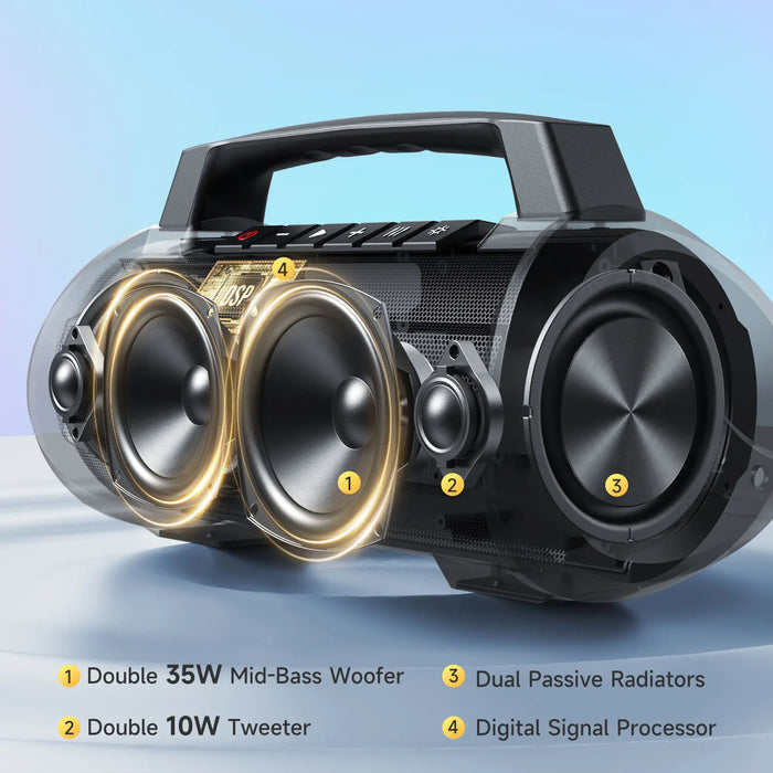 Portable Bluetooth Speaker 70W RMS with Wireless Microphone