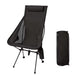 Portable Folding Camping Chair Black Lightweight Aluminum Alloy Outdoor Fishing Travel Seat with Headrest