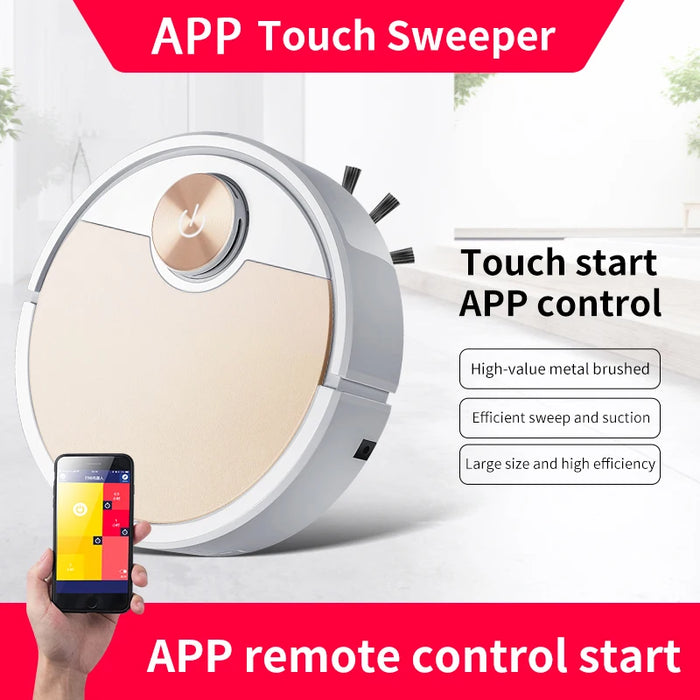 Robot Vacuum Cleaner Smart APP Control Wireless Sweeping Silver navigating around obstacles