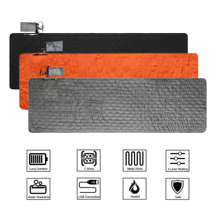 3-level adjustable heating pad in sleek black design for universal appeal