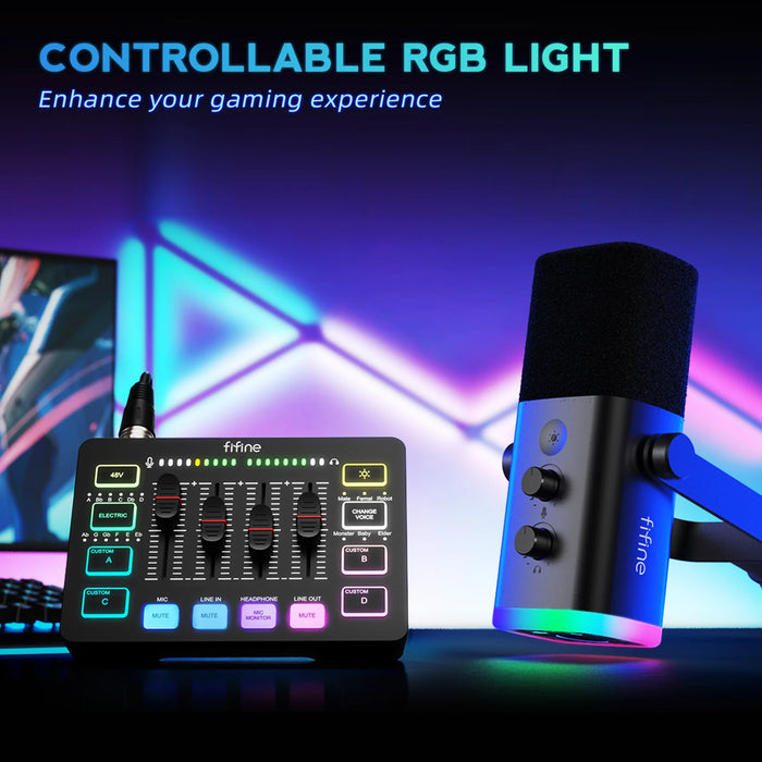 Streaming Studio Kit with RGB Audio Mixer and Cardioid Mic