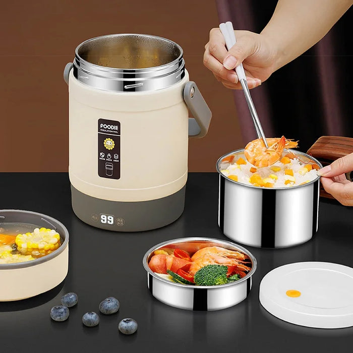 1.6L Electric Lunch Box with Adjustable Heat & LCD Display orange