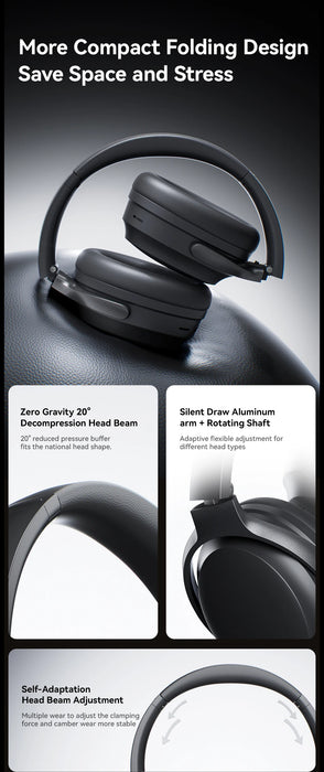 Wireless Black ANC Headset with 3D Surround Sound and HD Calls