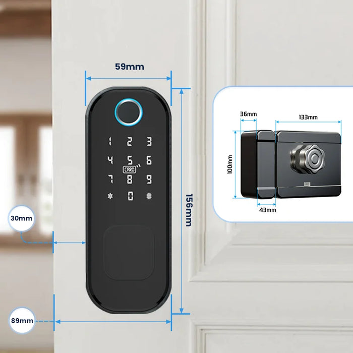 Keyless Outdoor Smart Lock – Fingerprint, App, Code, Remote Rust Proof Version