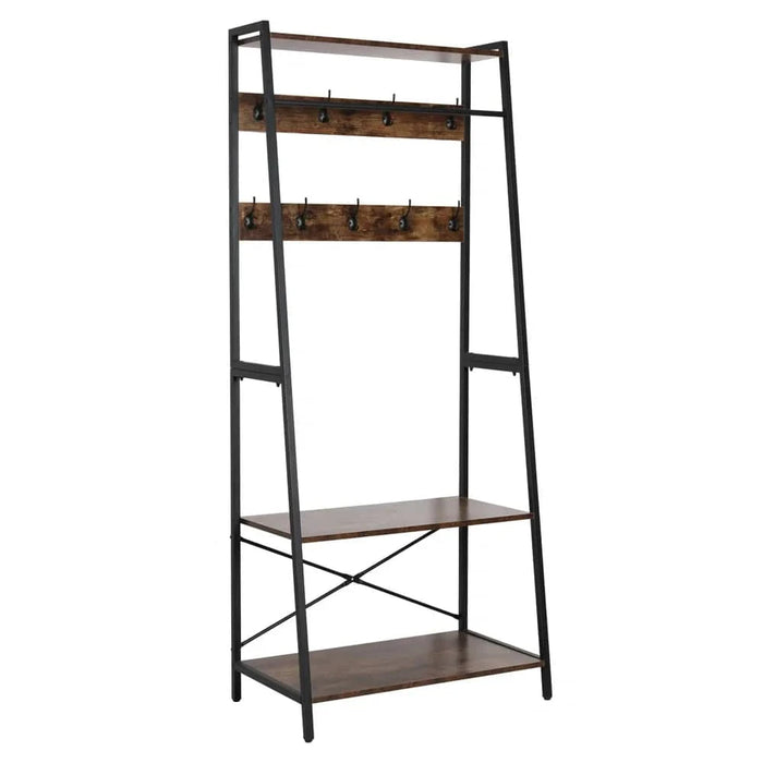 Heavy Duty Garment Rack Wardrobe Coat Stand Shoe Rack with 3 Tier Storage Shelves for Bedroom Hallway Entryway