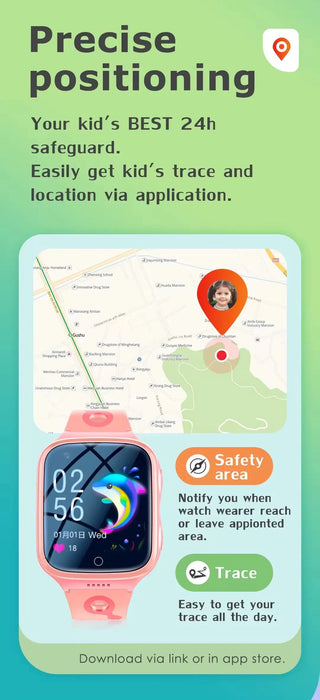 Waterproof Kids Smartwatch with GPS Tracker & Camera  Blue