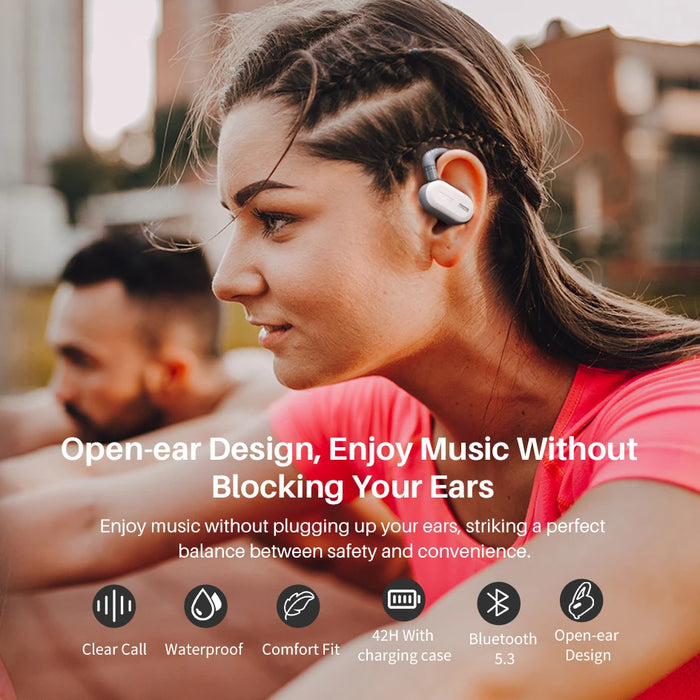 Open-Ear Wireless Headphones with Deep Bass & Bluetooth 5.3