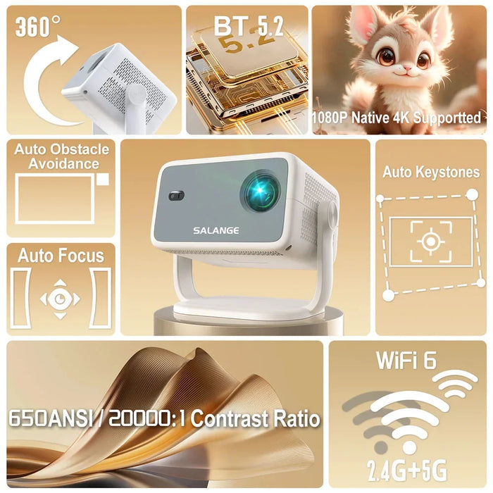 Projector P350, 4K Support, Auto Keystone, WiFi6 & Android 11