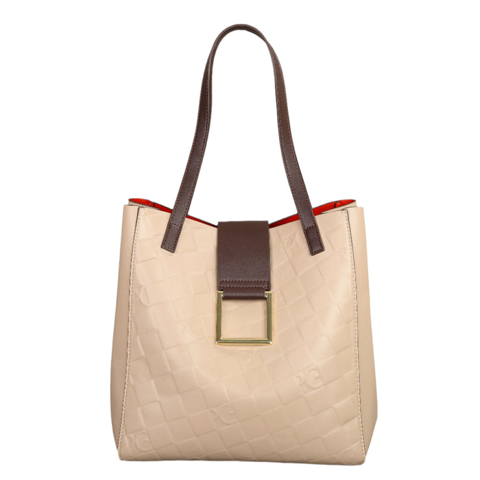 Lady's Luxury PU Leather Shoulder Bag in Camel Color with Soft Bucket Design