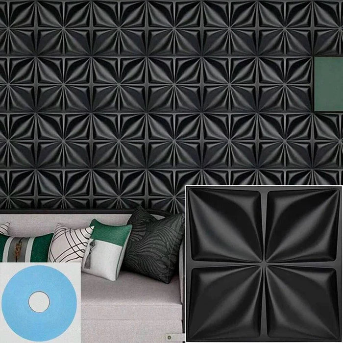 
3D Wall Panels Textured Diamond Accent Panels 20-Pack 30x30cm Black SYH for modern style and functionality in living rooms, bedrooms, and kitchens