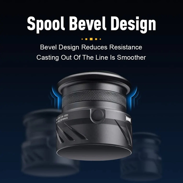 Sleek Black High-Speed Fishing Reel with Aluminium and Magnesium Alloy Spool