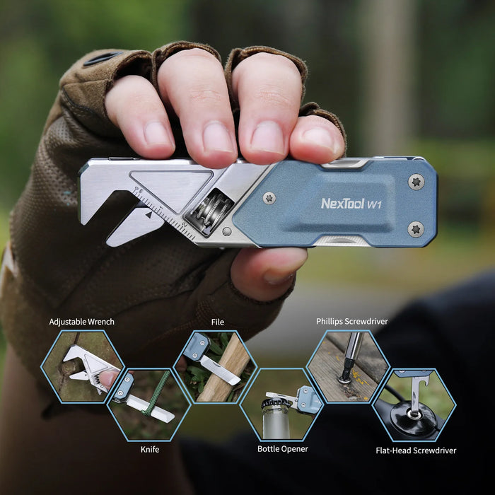 Multitool 6-in-1 Adjustable Wrench Pocket Hand Tool Kit with Screwdriver and Folding Knife - Versatile and Compact All-in-One Tool for Various Tasks
