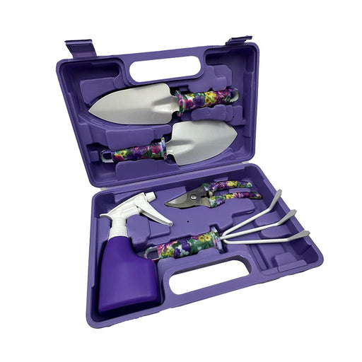 5-Piece Purple Garden Planting Tool Set for Potted Plants and Flowers