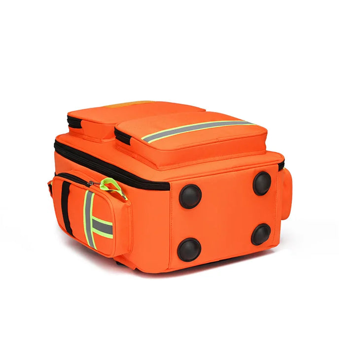 Orange emergency rescue backpack with large capacity for outdoor camping survival