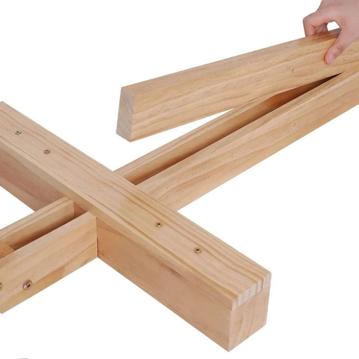 Hexagonal wooden wedding ceremony arch with thickened wooden base for stability