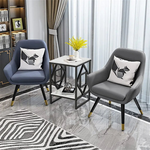  Elegant 2-tier coffee table with a gold metal frame and sleek stone top 