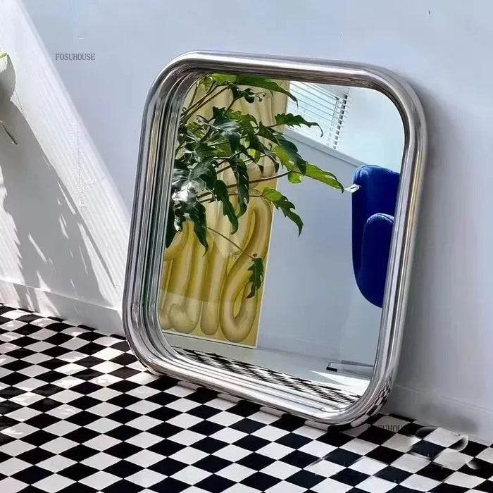Square Decorative Wall Mirror 50cm, Silver Finish