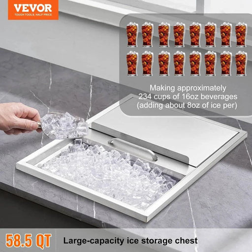 Drop-In Stainless Steel Ice Chest Cooler with 24Lx18Wx13H dimensions