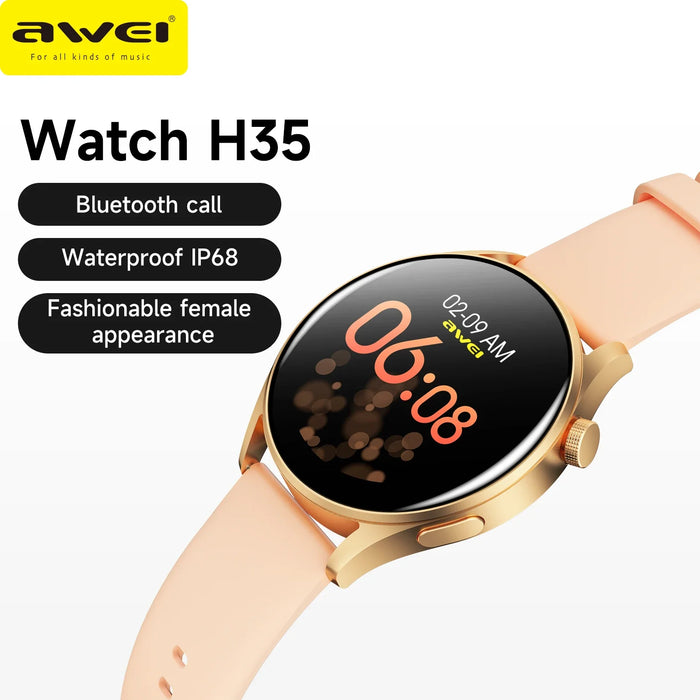 Gold Smart Fitness Watch with Heart Rate & Sleep Monitor