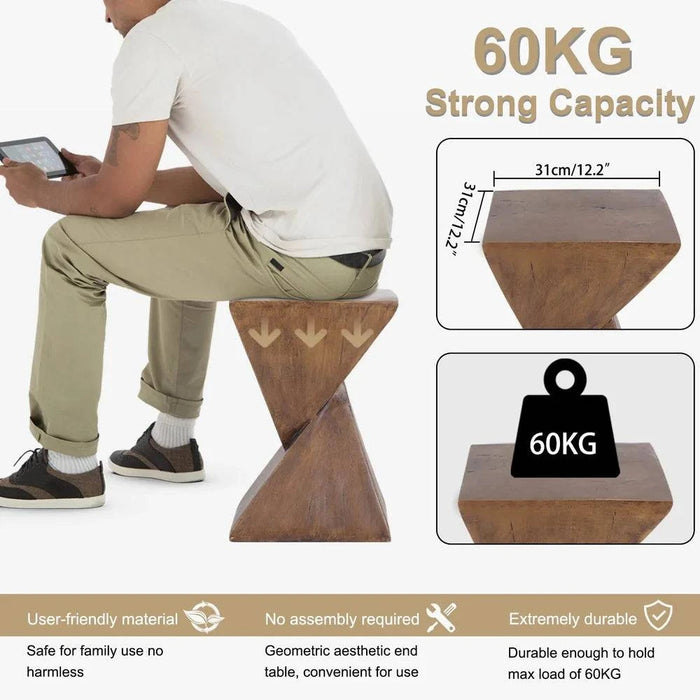 Lightweight Concrete Accent Table Modern Geometry Indoor Outdoor Use
