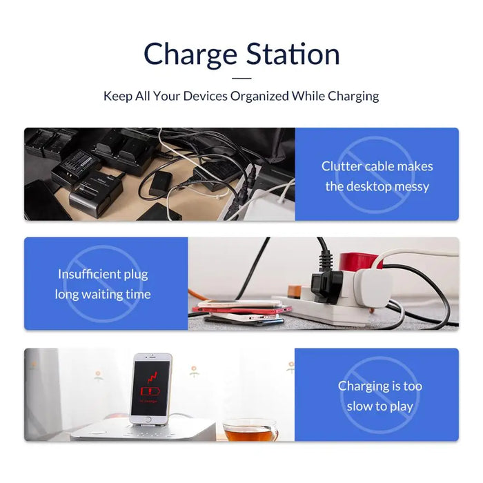 10 Port USB Charging Station 120W Fast Charge White