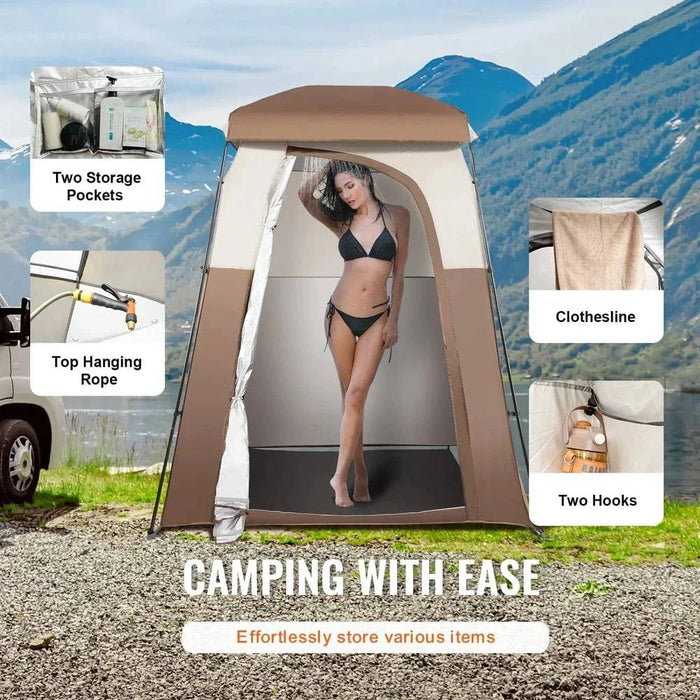 Portable Camping Shower Tent 168cm x 168cm x 220cm with Privacy for Outdoor Use