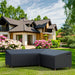 Waterproof black sectional sofa cover, 420D material, V-shaped, 228x228x85x78cm