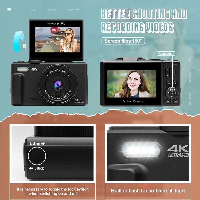 4K video recording with multiple resolution options