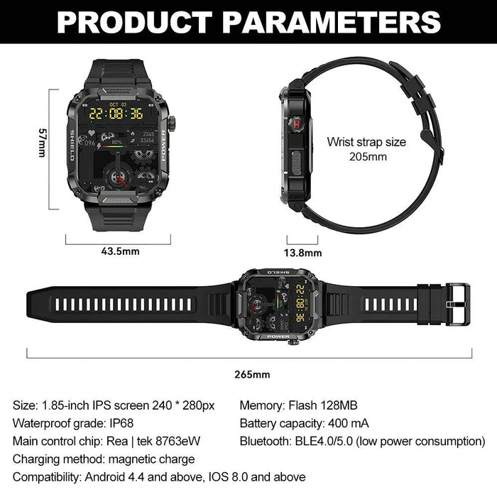 Sports Smart Watch 5 cm Screen Bluetooth-Call Fitness Smartwatch IP68 Waterproof Activity Tracker - FLUXA