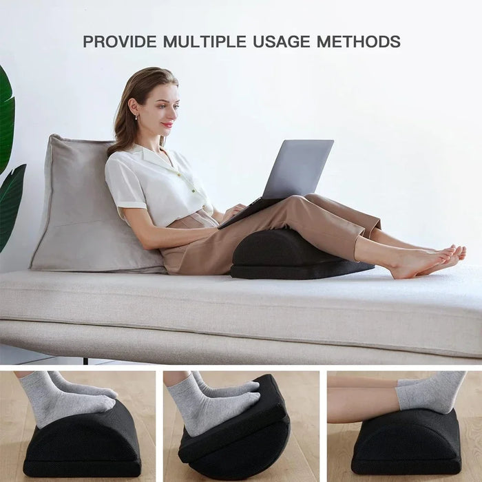 Adjustable memory foam foot rest under desk for ergonomic support