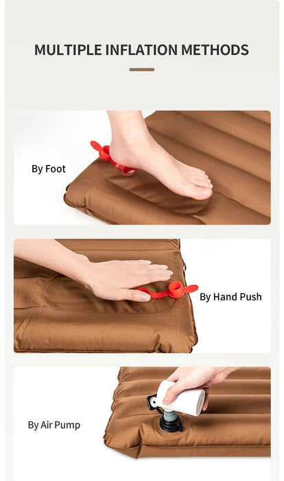 Versatile and reliable double-sized camping air mat in brown
