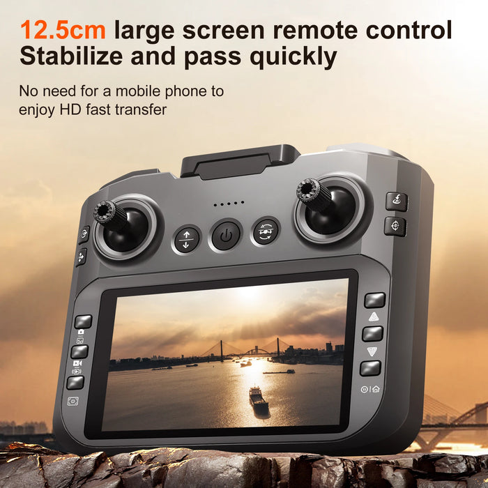 Foldable 8K Drone with Display and 3 Batteries Gray