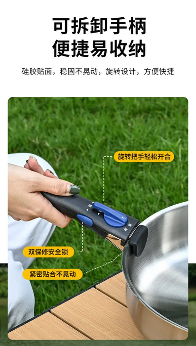 26cm Portable Stainless Steel Wok – Outdoor & Camping Ready