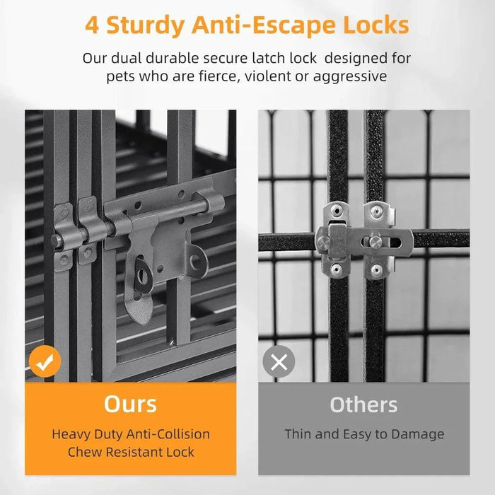 Large double-layer dog kennel with heavy-duty construction and secure lock latch