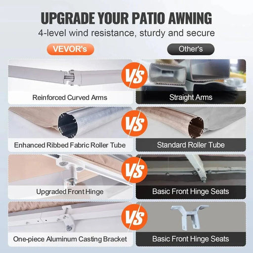 High-quality retractable awning offering sun and rain protection for outdoor spaces