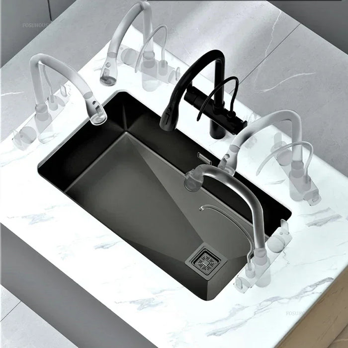 Modern Rectangular Kitchen Sink, 60x40cm, Single Bowl