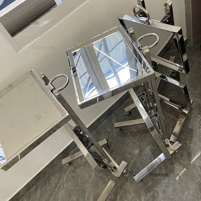 Modern Stainless Steel Salon Cart Foldable Hairdressing Tool Trolley with Shelves