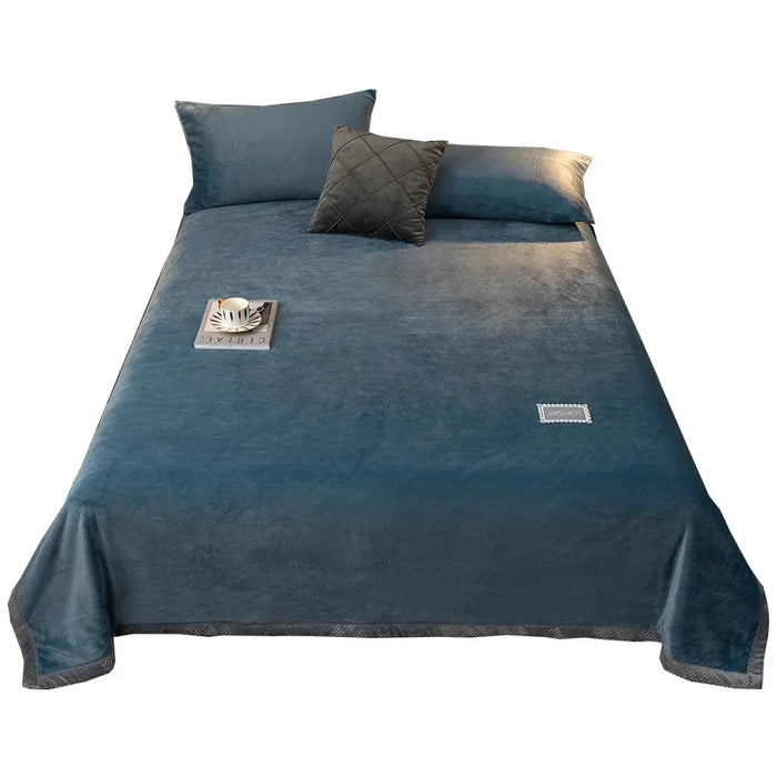 Soft Winter Quilt Sheet Double-Sided Coral Wool & Milk Flannel Flat Bed Sheet