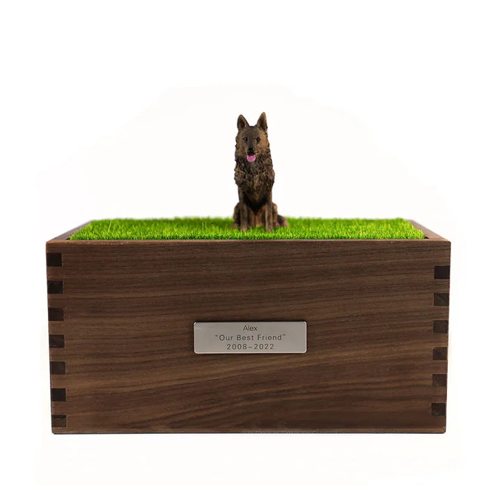 Black Walnut Pet Ashes Urn Customizable Wooden Memorial Box with Photo Holder