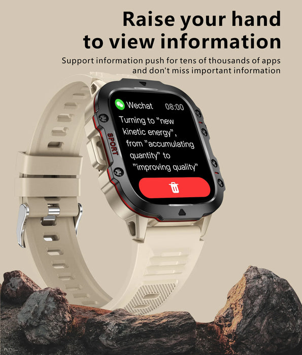 Military Smart Watch 1.96" AMOLED IP68 Fitness Tracker - Grey