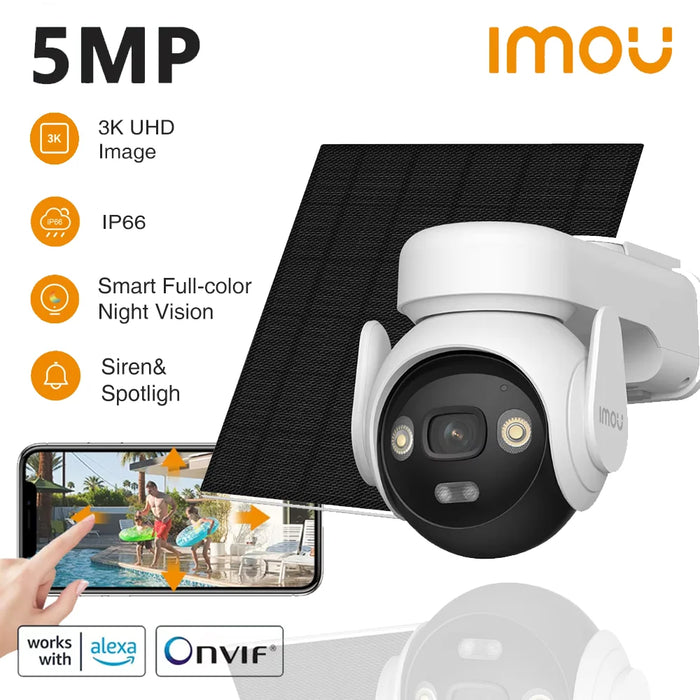 5MP Solar Outdoor PTZ Security Camera with Auto Tracking