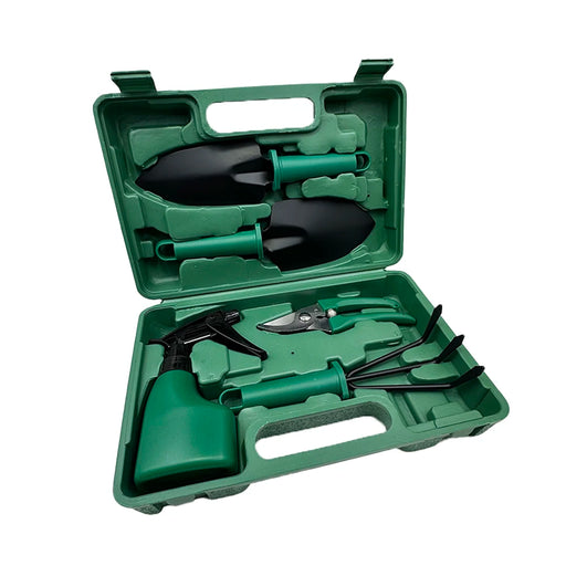5-Piece Green Garden Planting Tool Set with Shovel and Flower Trays