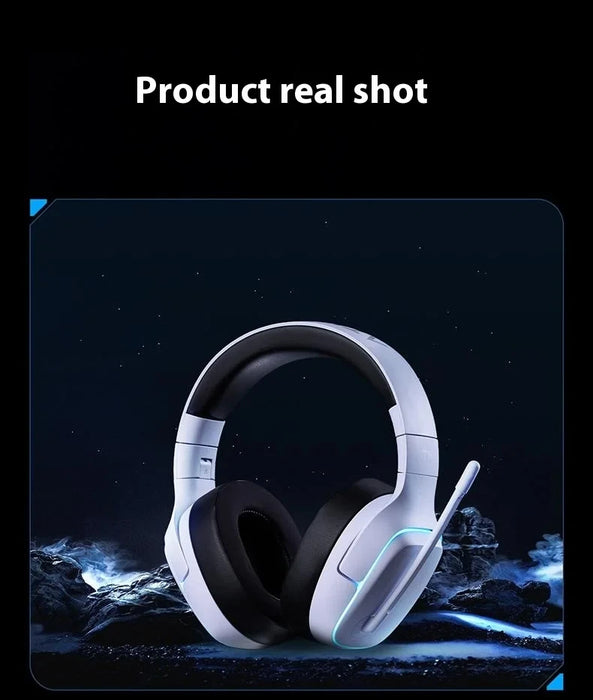 Wireless Gaming Headset White with Mic and Noise Reduction