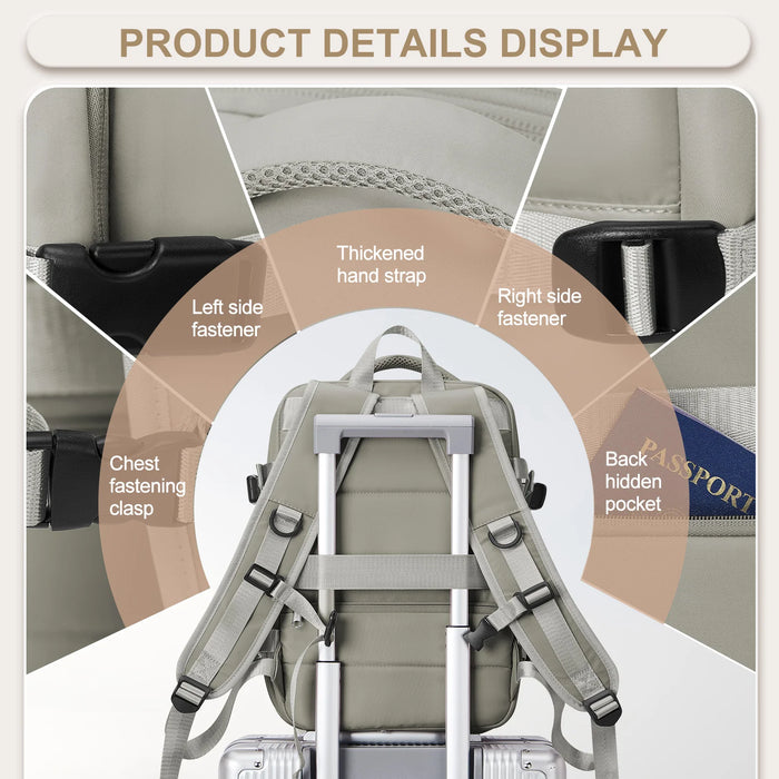 Padded shoulder straps and breathable back panel for comfort